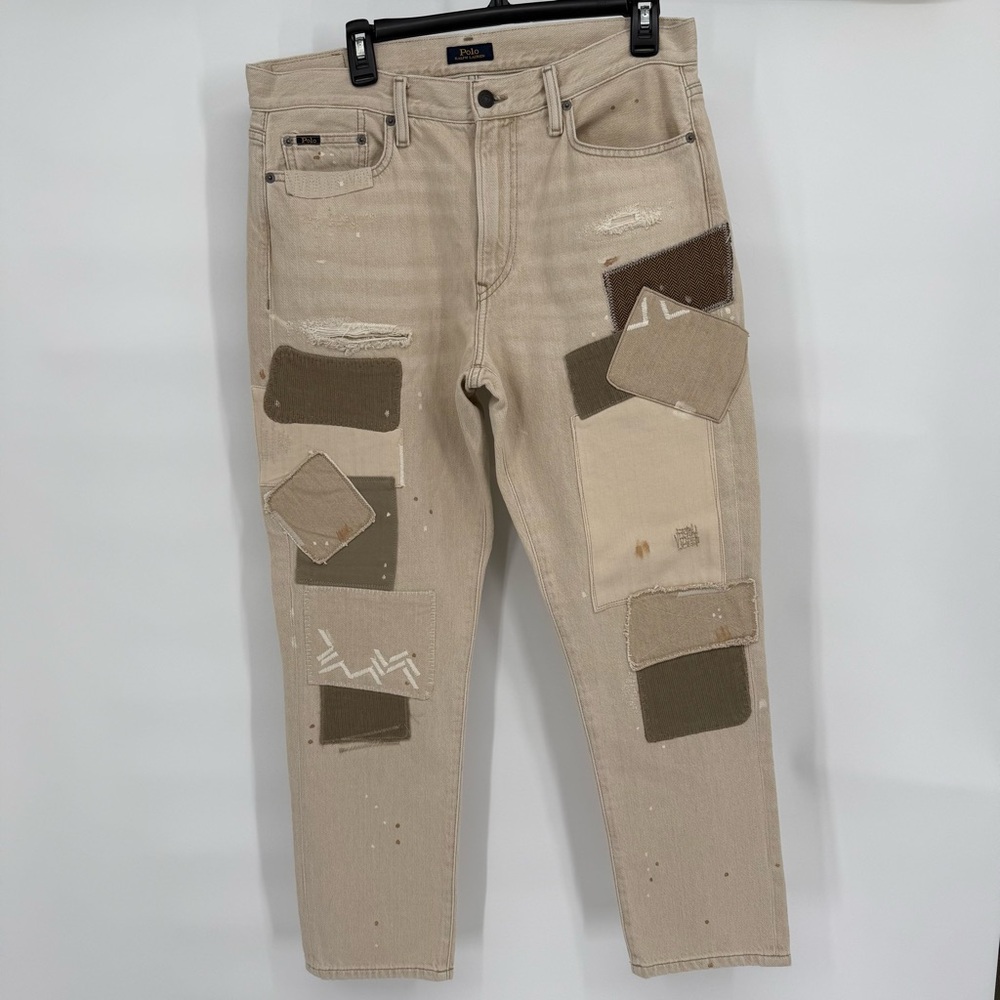 Polo Ralph Lauren Avery Boyfriend Patchwork Splatter Jeans Distressed‎ 29 Artsy